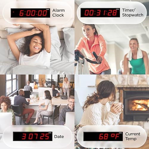 Ivation Oversized Digital Wall Clock with Large LED Display & Timer, 72"