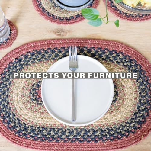 Homespice Highland Braided Placemats for Cabin Decor, Rect 13x19 Set of 6