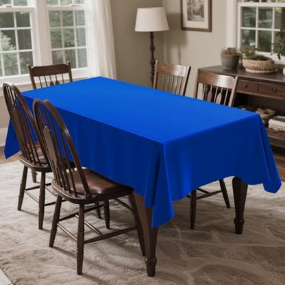CXPSINC 54 Inch X 100 Feet Plastic Table Cover Roll Disposable Tablecloth with Slide Cutter for All Type/Shape Tables | Party, Banquet, Birthdays, Weddings(Blue, 100 Feet)