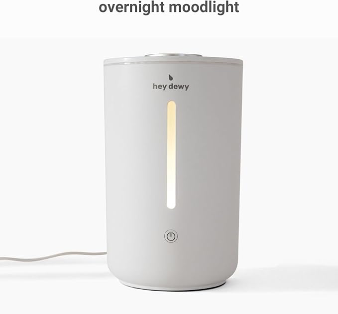 Hey Dewy Wellness Humidifier - for home, office, bathroom spa, or bedroom, with cool utrasonic mist hydration (Pearl)