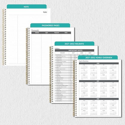 2027-2031 Monthly Planner, 5 Year Monthly Planner/Calendar 2027-2031, 60-Month Jan 2027 – Dec 2031, 9" x 11", Tabs, Double-Side Pocket, Holidays, Thick Paper - Green