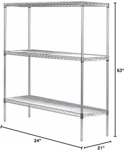 Omega 21" Deep x 24" Wide x 63" High 3 Tier Chrome Starter Shelving Unit
