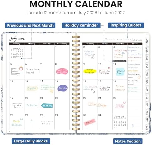 Large Planner 2026-2027, A4 (8.5" x 11") Hardcover Weekly & Monthly Planner July 2026 - June 2027 with Monthly Tabs, Academic Planner for School, Work and Office, Blue Elegance