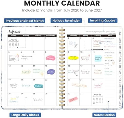 Large Planner 2026-2027, A4 (8.5" x 11") Hardcover Weekly & Monthly Planner July 2026 - June 2027 with Monthly Tabs, Academic Planner for School, Work and Office, Blue Elegance