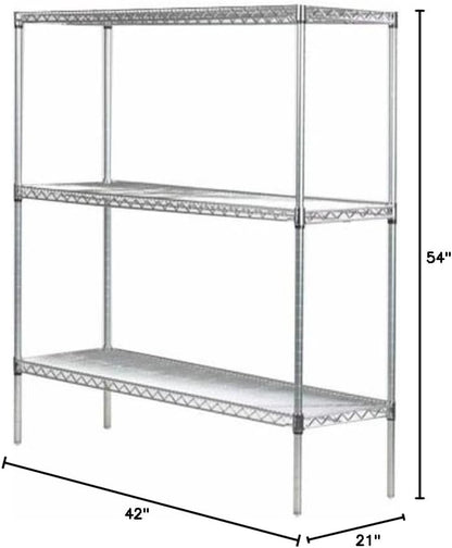 Omega 21" Deep x 42" Wide x 54" High 3 Tier Chrome Starter Shelving Unit