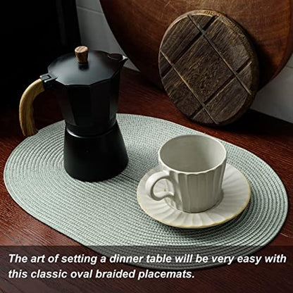 AHHFSMEI Placemats Set of 4 for Dining Table Washable Woven Non-Slip 18x12 inches Placemat Heat-Resistant Durable Table Mats for Dining Table Easy to Clean (Sage Green, 4)
