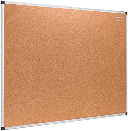 Amazon Basics Rectangular Bulletin Board, Cork Board for Wall, Vision Board for Classroom and Office, Aluminum Frame, 35" x 47", Brown