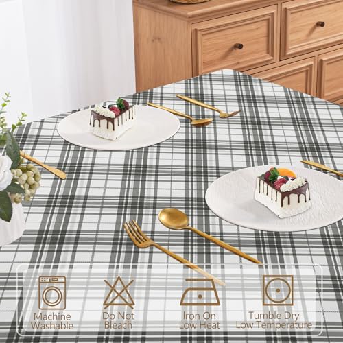 DWCN Checkered Tablecloth, 60 x 102 Inch, Rectangular, Grey and White