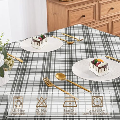 DWCN Checkered Tablecloth, 60 x 120 Inch, Rectangular, Grey and White