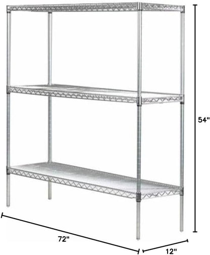 Omega 12" Deep x 72" Wide x 54" High 3 Tier Gray Starter Shelving Unit