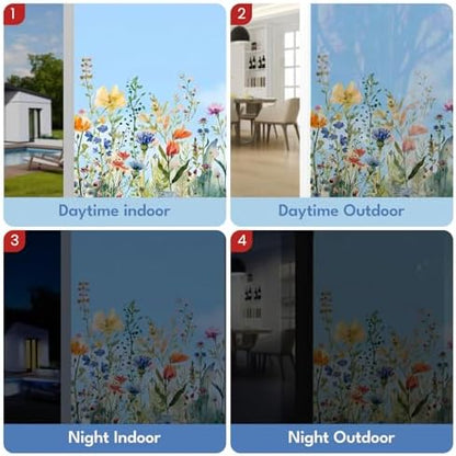 ADD.HERES Stained Glass Window Film, Window Film Decorative, 17.5 x 78.7 in