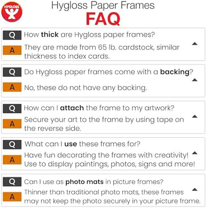 Hygloss 96 Pack Paper Picture Frames, Colorful cardstock Photo Frame 4.75x6.75-Inch, Papers Frames to Decorate for Wedding Birthday DIY Classroom Crafts and Decorations