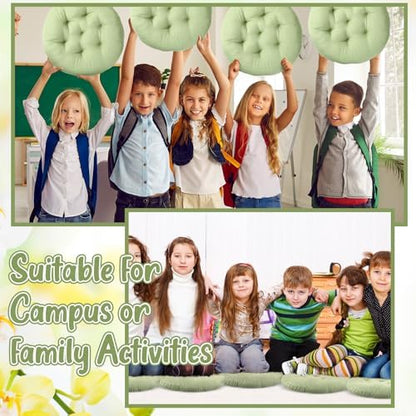 Fumete 12 Pcs Round Floor Pillows Cushions Seating 16 x 16 Inches Floor Round Cushions for Kids Toddlers Flexible Reading Chair Pillows for Classroom Home School Playing Supplies(Green)