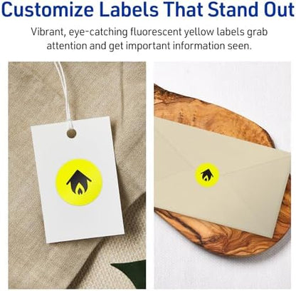 Avery Printable Round Labels, Sure Feed Technology, 3/4" Diameter, Neon Yellow Labels, Print-to-the-Edge, Laser/Inkjet, 3,200 Total, Great for Price Stickers and Mailing Seals