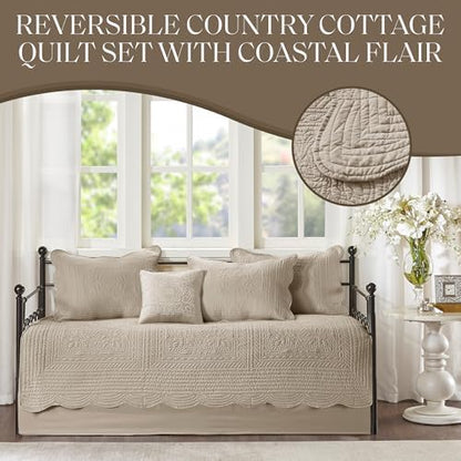Madison Park Coastal Damask Quilted Daybed Cover Set, 6PC, 39"x75"
