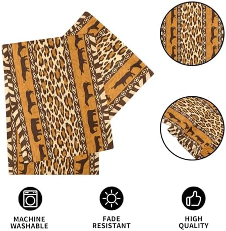 ALAZA Double-Sided African Leopard Print Table Runner 14x108 Inches Long,Table Cloth Runner for Wedding Birthday Party Kitchen Dining Home Everyday Decor