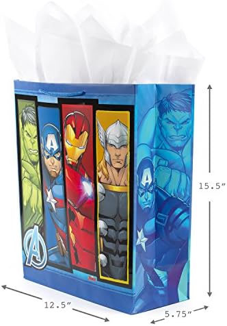 Hallmark 15" XL Avengers Gift Bag with Tissue Paper (Thor, Hulk, Iron Man)