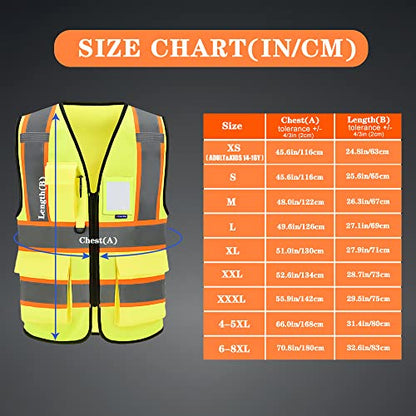 AYKRM Custom Logo Personalised Printed High Visibility Reflective 2 two tone work construction Safety Vest - color: Yellow, size: Medium