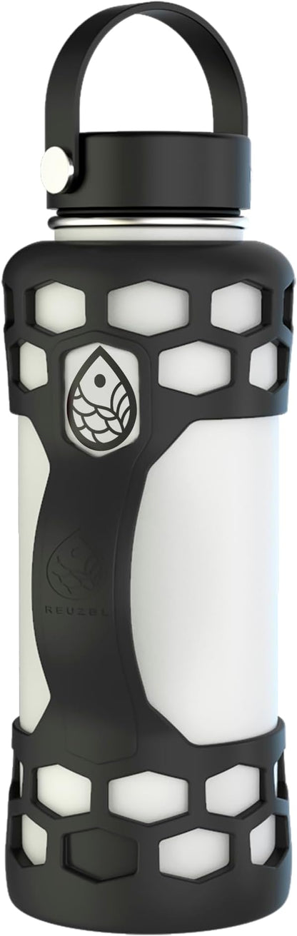 REUZBL Silicone Boot Sleeve Protector with Handle – Compatible with Hydro Flask 40oz, 32oz, 24oz, 21oz – Protective Bottle Bumper for Stainless Steel Water Bottles