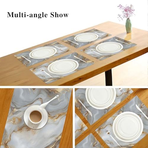 ALAZA White Gold Marble Pattern 1 PC Placemats Rectangle Table Mat for Dining Table Restaurant Kitchen Home Decor, 12" x 18"