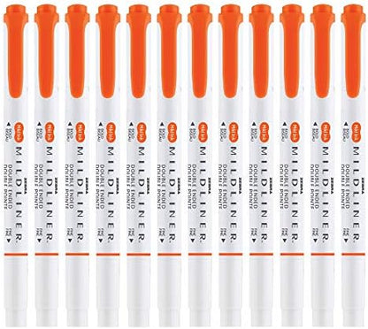 Zebra Pen MILDLINER No Bleed Highlighter, Marigold Color, Dual Tip, 12-Pack