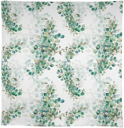 Spring Botanical Tablecloth, Watercolor Sage Green Eucalyptus Leaves Print Table Cloth Cover for Kitchen Dining Indoor Outdoor Decor 55x75in