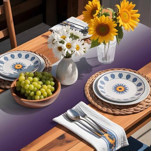 Purple Gray Gradient Table Runner Dresser Scarf 13 x 60 Inch Modern Ombre Minimalist Table Runners Non-Slip Heat Resistant Kitchen Dining Table Decor for Home Holidays Indoor Outdoor