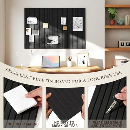 JBER Cork Board Alternative, 12 Pack 48" x 36" Felt Bulletin Board, Black