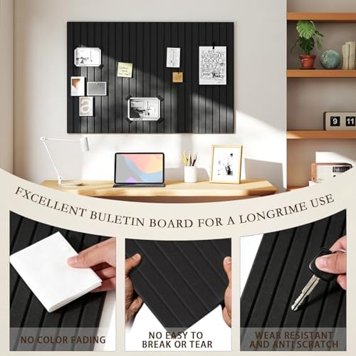 JBER Cork Board Alternative, 6 Pack 36" x 24" Felt Bulletin Board, Black