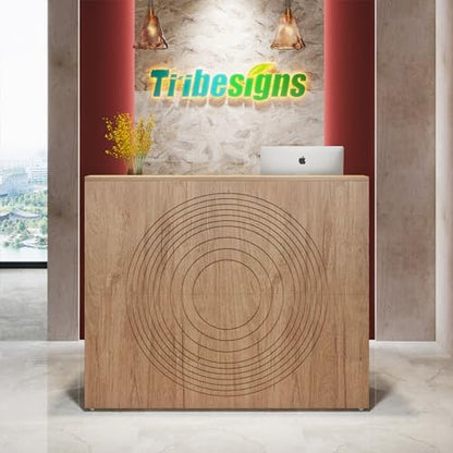Tribesigns Reception Desk with Counter, Modern Front Desk Reception Room Table with Cable Grommet, 47 inch Retail Counter for Checkout, Lobby, Beauty Salon, Home Office Desk, Oak