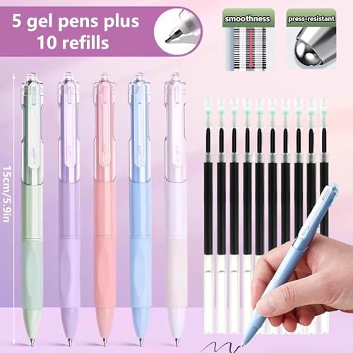 42 PCS Aesthetic School Supplies with Large Pencil Case, 12 Marker Pens with box, 5 Black Ink Gel Pens, 6 Mechanical Pencils Set, Sticky Notes, Complete Essentials Stationery Kit for Students