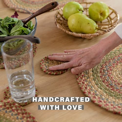 Homespice Azalea Jute Braided Placemats, Oval 13x19 Set of 4