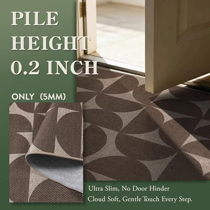 Lahome Semi Circle Easy Jute Rugs for Entryway, Tan 3x5 Washable Rug