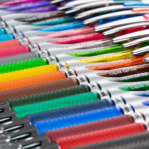 Pentel EnerGel RTX Retractable Liquid Gel Ink Pen, (0.7mm) Medium line, Gray Ink, Box of 12 Pens (BL77-N)