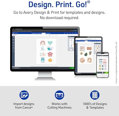 Avery Printable Sticker Paper, 8-1/2" x 11", Full-Sheet Labels, Bright Blue Labels, Laser/Inkjet Printable, 10 Total, Great for Packaging and Stickers