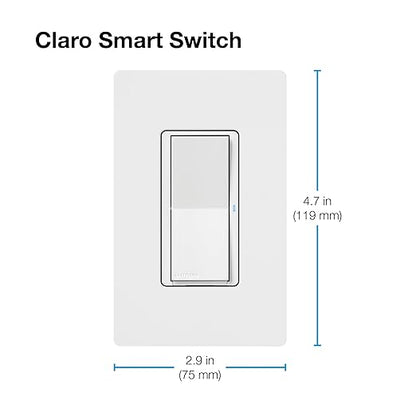 Lutron Claro Smart Light Switch for Caseta Lighting, for LED Lights, Fans, 5 Amp, Single-Pole/3-Way, Neutral Required, DVRF-5NS-BL, Black