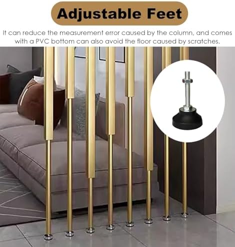 Room Divider Floor to Ceiling Room Dividers Pole - 2 Pieces, Gold Doorway Hotel Cubicle Cubicle Decor, DIY Separator Partition Bars with All Accessories(130cm/51.2in/4.3ft)