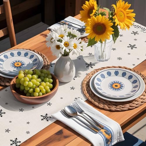 Red Black Christmas Tree Table Runner Dresser Scarf 13 x 36 Inch Polka Dots Xmas Tree Snowflake Linen Table Runners Non-Slip Heat Resistant Kitchen Dining Table Decor for Home Holidays Indoor Outdoor