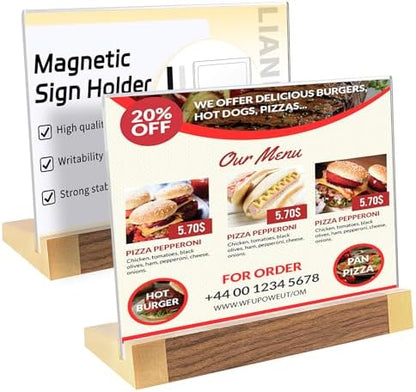 Acrylic Sign Holder 8.5 x 11, L-Shape Horizontal 2 Pack for Tabletop