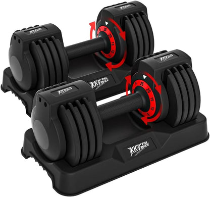 25/55lbs Adjustable Dumbbells Set, Dumbbells with Anti-Slip Metal Handle for Exercise & Fitness Fast Adjust Weight for Full Body Workout Fitness
