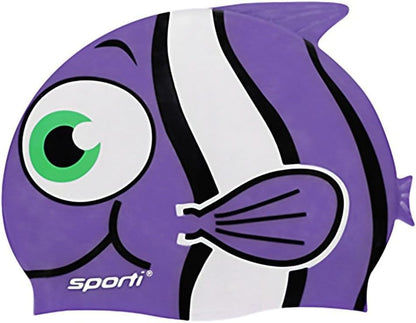 Sporti Silicone Swim Cap for Kids, Unisex Youth Swimming Cap, Protection Bathing Caps for Your Children, Aged 2-10