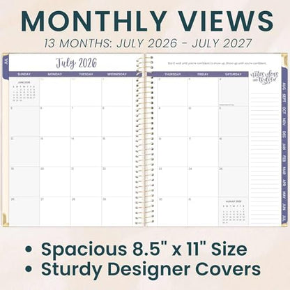bloom daily planners HARDCOVER Planner 2026-2027 (8.5" x 11") Academic Year (July 2026 - July 2027) - 13 Months Task Goal Planner for Women - Monthly & Weekly Agenda Book - So Many Reasons to Be Happy