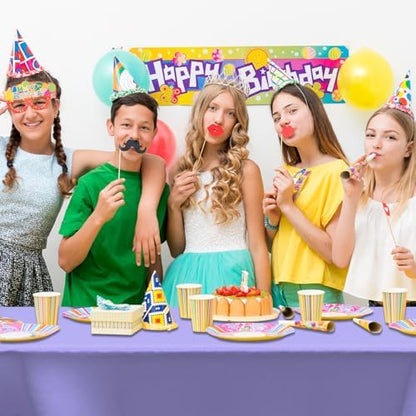 CXPSINC 54 Inch X 100 Feet Plastic Table Cover Roll Disposable Tablecloth with Slide Cutter for All Type/Shape Tables | Party, Banquet, Birthdays, Weddings(Purple, 100 Feet)