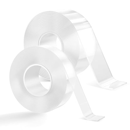 2 Rolls Double Sided Tape Heavy Duty Adhesive Tape Mounting Tape, Wall Sticky for Hanging, Nano Two Sided Tapes Strong Removable Wall Sticky Strips for Car, Home, Office - Total 19.7FT