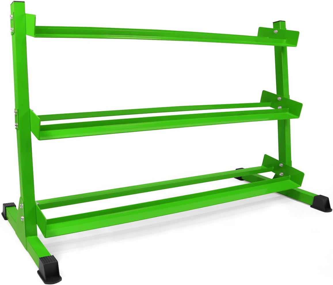 WF Athletic Supply Heavy-Duty Dumbbell Rack Stand, Weight Rack for Home Gym, Weight Holder, Available Sizes for Storage 5-50LB or 5-75LB Dumbbell Pairs, Black/Red/Green/Blue, RACK ONLY