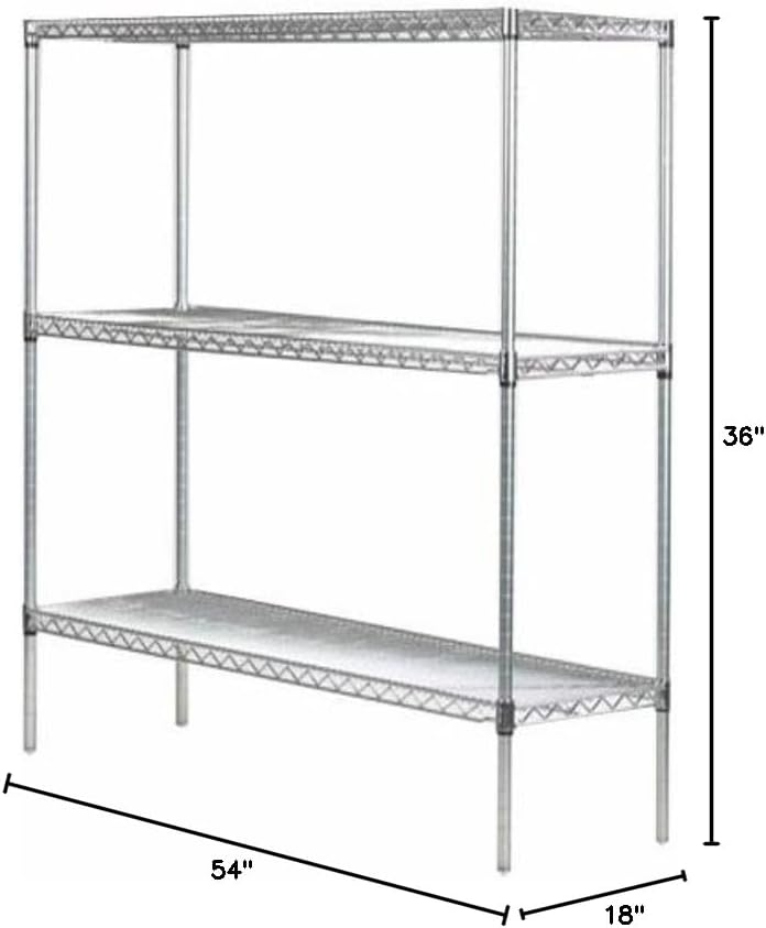 Omega 18" Deep x 54" Wide x 36" High 3 Tier Chrome Starter Shelving Unit