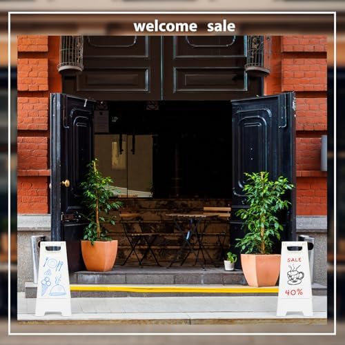 12 Pack a Frame Sandwich Board Sign with Dry Erase Surface, 24 x 12 Inch Double Sided Sidewalk Sign Chalkboard Easel Heavy Duty Plastic Dry Erase Poster Board for Outdoor Restaurant Cafe Menu (White)