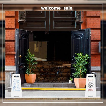 12 Pack a Frame Sandwich Board Sign with Dry Erase Surface, 24 x 12 Inch Double Sided Sidewalk Sign Chalkboard Easel Heavy Duty Plastic Dry Erase Poster Board for Outdoor Restaurant Cafe Menu (White)