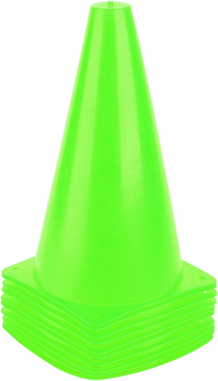 9 Inch Plastic Training Traffic Cones, Sport Cones, Agility Field Marker Cones for Soccer Basketball Football Drills Training, Outdoor Activity or Events - (Set of 10, 12, 15 or 24, 4 Colors)