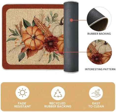 Artoid Mode Corn Fall Kitchen Mats Set of 3-17"x29"+17"x36"+17"x47"